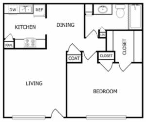 A2 - One Bedroom / One Bath - 660 Sq.Ft.* 